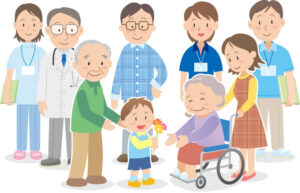 生活サポート者と家族のイラスト