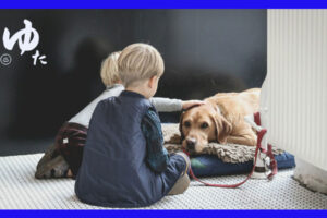 大型犬と二人の少年