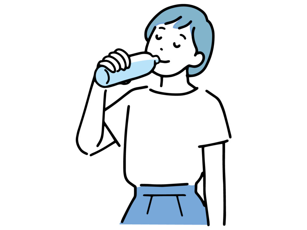 水を飲む女性のイラスト