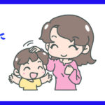 男の子を撫でるお母さん