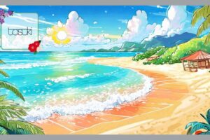 太陽の光が降り注ぐビーチ