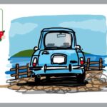 水色の車のイラスト
