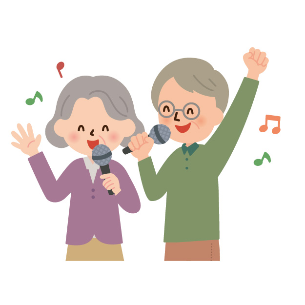 歌うご年配の男女