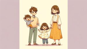笑顔の4人家族