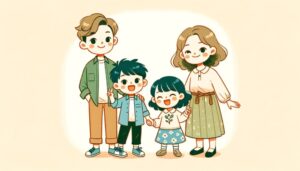 笑顔の4人家族