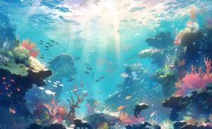 魚が泳いでいる海の中