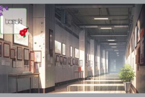 蛍光灯が光る廊下