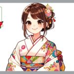 笑顔で着物を着る女性
