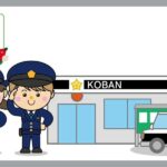 女性と男性の警察官と、交番