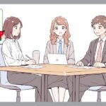 女性2人、男性1人で会話
