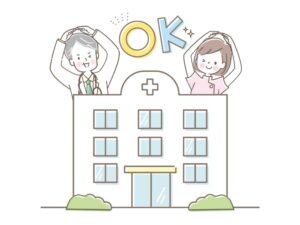 OKを出す、病院の医師と看護師