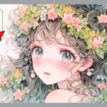 泣いている、花冠を付けた女の子