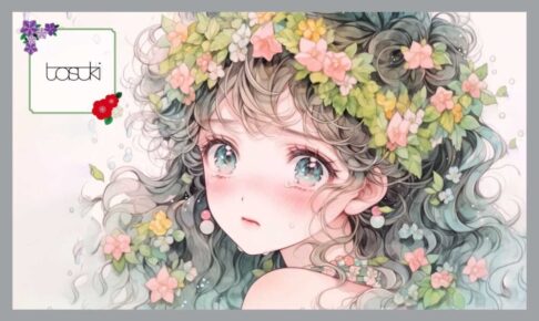 泣いている、花冠を付けた女の子