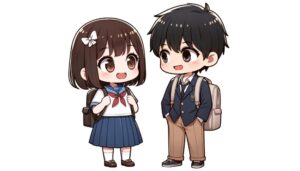 楽しそうに笑いあっている学生の男女