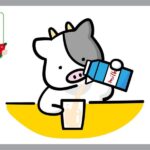 牛乳をコップに注ぐ、牛