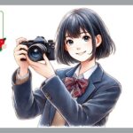 カメラを持つ女子高生
