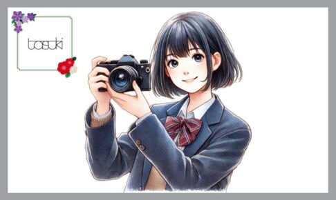 カメラを持つ女子高生