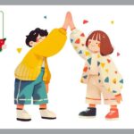 ハイタッチする男女