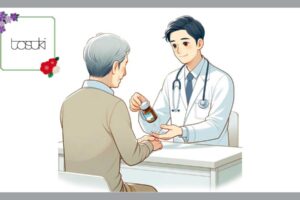 薬剤師の男性と高齢の男性
