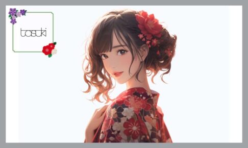 浴衣を着る女性