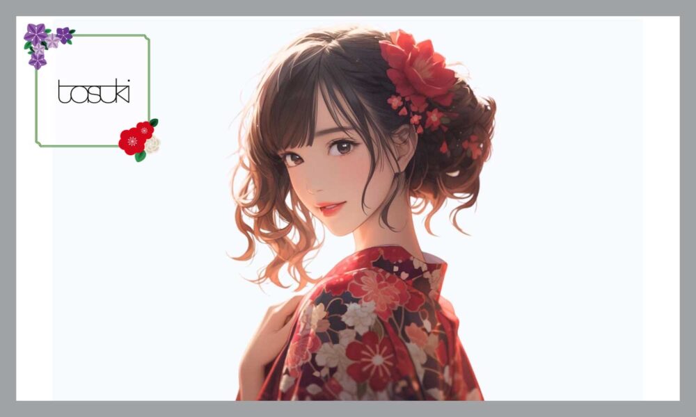 浴衣を着る女性