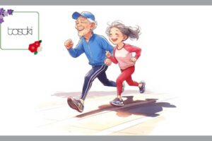 孫と運動するおじいさん