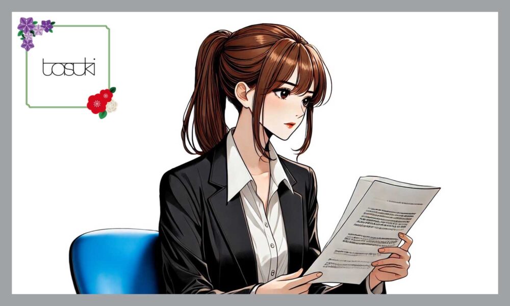書類を手に持つ女性