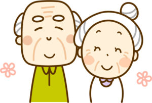 白髪のおじいさんとおばあさん
