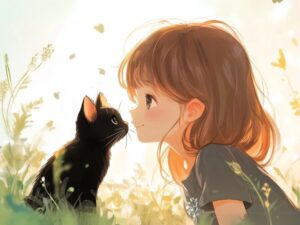 黒猫と女の子