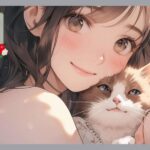 女性と猫