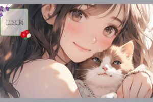 女性と猫