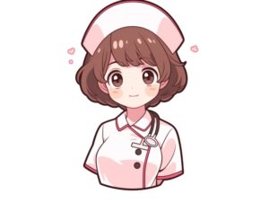 ピンク色のナース服を着た看護師