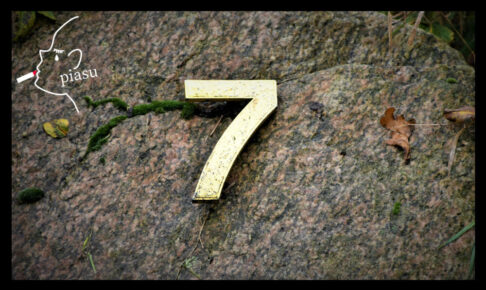 地面に落ちている「7」の文字