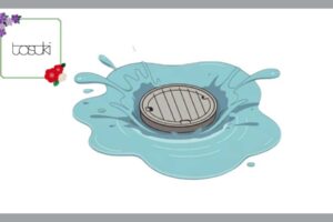水が溢れているマンホール