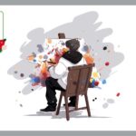 絵を描く男性の後ろ姿