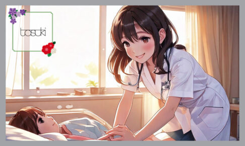 入院中の男の子を看護している女性医師