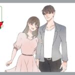 男性の腕を持って、笑顔の女性