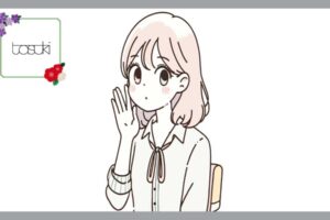 耳に手を添える、耳が聞こえない女性