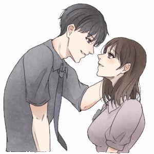 女性の肩に手を置く男性