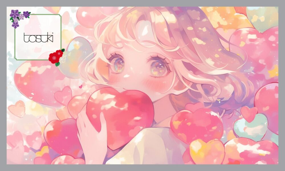 手にいっぱい、ハートを持つ女性