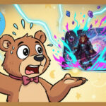 クマが突然画面から飛び出してきた魔王のコスプレをしたライオンにビックリしている