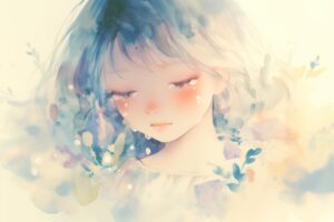 涙を流している女性