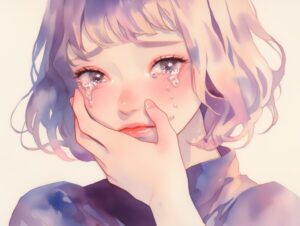 涙を流している女性