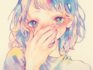 涙を流している女性
