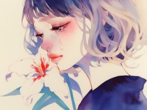 涙を流している女性