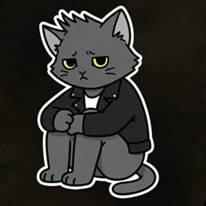 座り込んでいるねこパンク