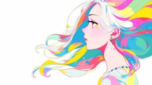 カラフルな髪の女性