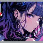 紫色の髪をしたクールな女性