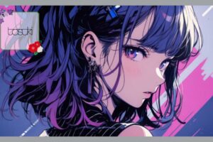紫色の髪をしたクールな女性
