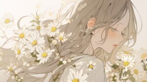 白いマーガレットを纏う女性
